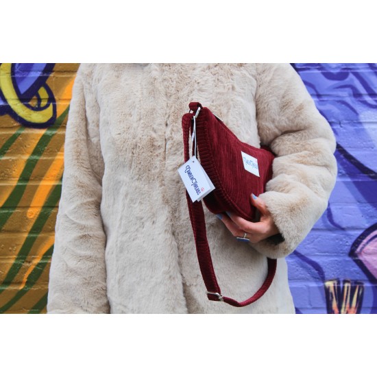 Half Moon Chest Front Bag Red Corduroy